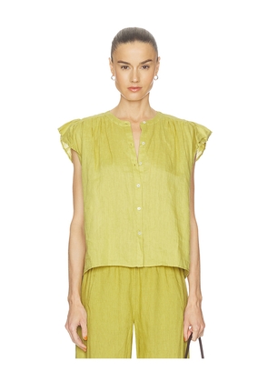 Velvet by Graham & Spencer Janey Woven Linen Top in Yellow. Size S. Also in XS, M.