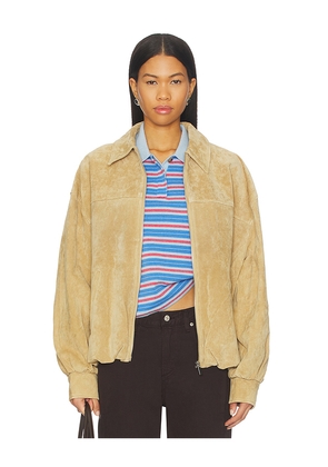 WeWoreWhat x Premium Suede Bomber Jacket in Tan. Size XS. Also in S, M, XL.