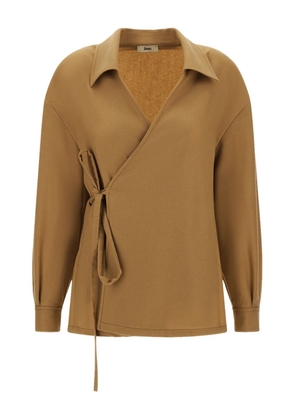 Herno wrap-front collared blouse - Neutrals
