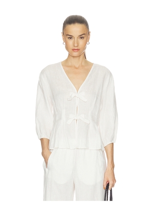 Velvet by Graham & Spencer Martha Woven Linen Top in Ivory. Size XS. Also in S, M, L.