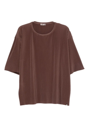 Herno pleated round-neck T-shirt - Brown