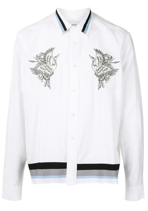 Ports V heron striped-edge shirt - White