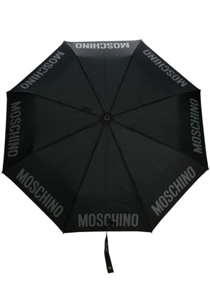Moschino logo-print compact umbrella - Black