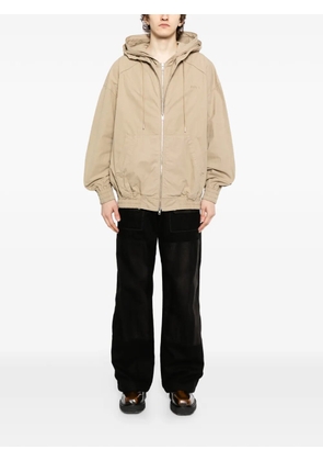 Juun.J hooded zip-up jacket - Neutrals