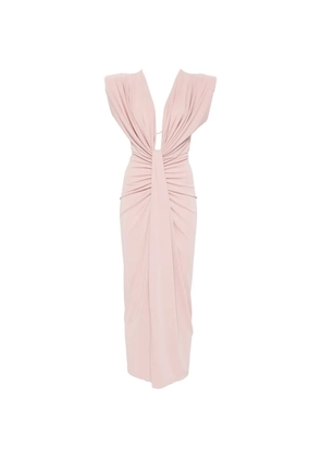 IMPERIAL draped V-neck midi dress - Pink
