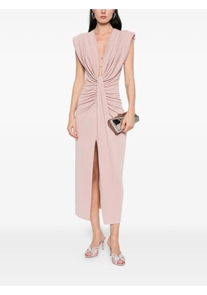 IMPERIAL draped V-neck midi dress - Pink