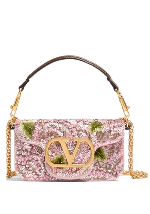 Valentino Garavani Locò small embroidered shoulder bag - Pink