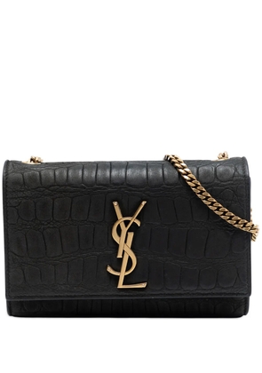 Saint Laurent Pre-Owned 2023 Small Croc Embossed Nubuck Monogram Kate crossbody bag - Grey