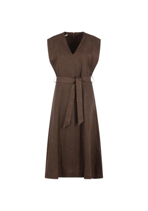 Glanshirt Lia V-neck belted dress - Brown