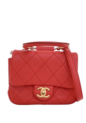 CHANEL Pre-Owned 2019 Mini Quilted Lambskin In The Loop Flap satchel - Red