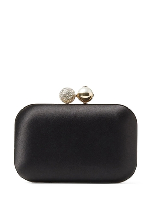Jimmy Choo Cloud pearl-embellished satin clutch bag - Black