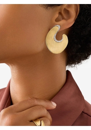 Marco Bicego Lunaria diamond irregular leaf earrings - Gold