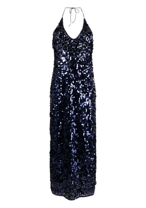 Oséree sequinned halterneck sleeveless dress - Blue