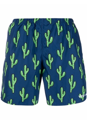 yes i am cactus-print swim shorts - Blue