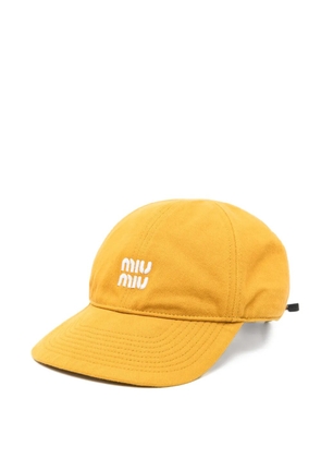 Miu Miu logo-embroidered hat - Yellow