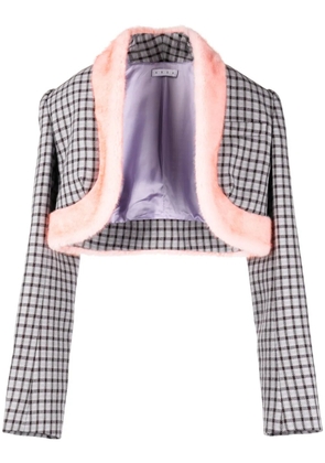 AREA faux-fur trim cropped jacket - Purple
