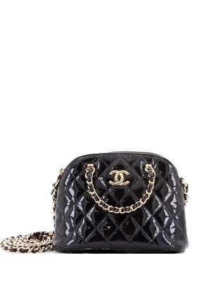 CHANEL Pre-Owned CC Dome Zip Quilted Patent Mini crossbody bag - Black