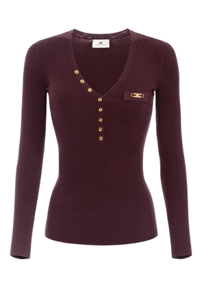 Elisabetta Franchi ribbed button top - Brown