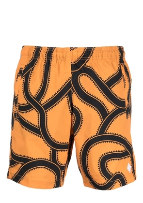 COUNTY OF MILAN snake-print Cross-embroidered swim shorts - Orange
