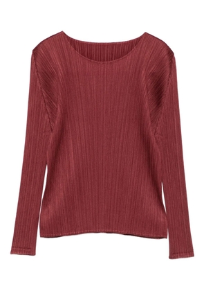 Pleats Please Issey Miyake pleated long-sleeve top - Brown