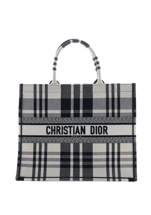Christian Dior Pre-Owned 2022 Large Embroidered Canvas Check n Dior Book tote bag - White