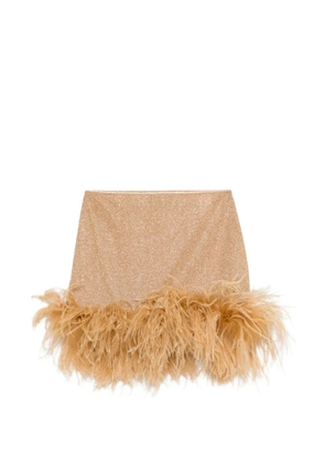 Oséree feather-trim mini skirt - Gold