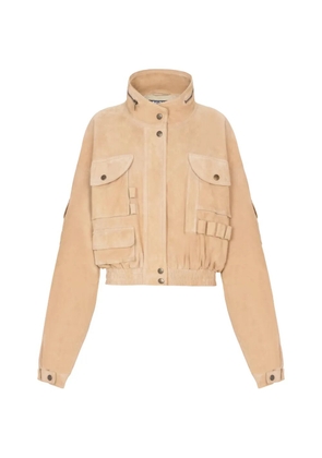 Balmain pocket suede bomber jacket - Neutrals