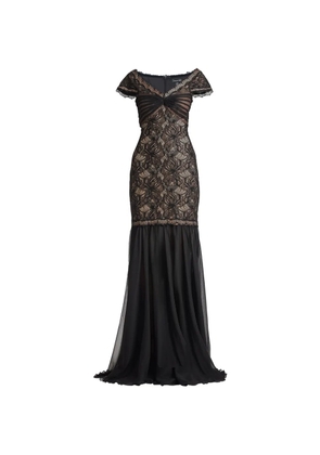 Tadashi Shoji lace striped dress - Black