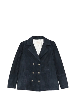 mara bini double-breasted suede blazer - Blue