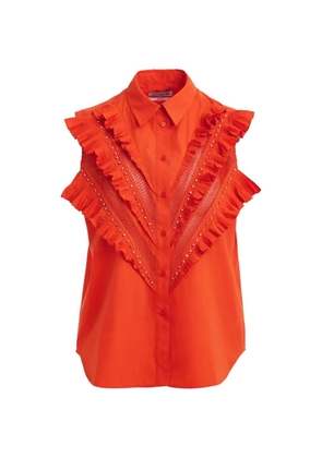 Essentiel Antwerp ruffled eyelet shirt - Orange