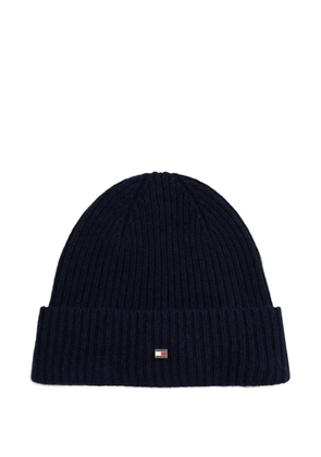 Tommy Hilfiger logo-appliqué ribbed beanie - Blue