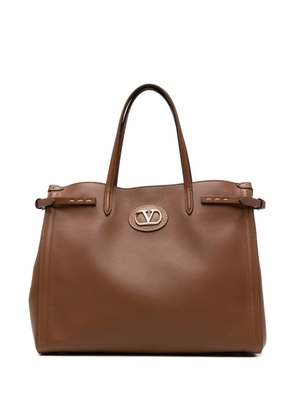 Valentino Garavani Antibes logo topstitch tote bag - Brown