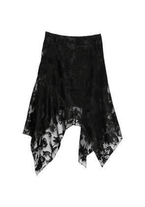 Alexander McQueen flower devoré asymmetric skirt - Black