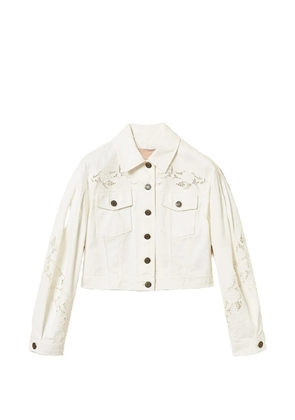 TWINSET lace-detail denim jacket - White