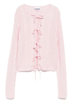 GANNI lace-up fastening cardigan - Pink