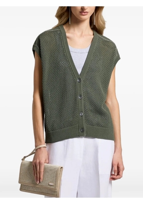 Peserico button V-neck knitted vest - Green