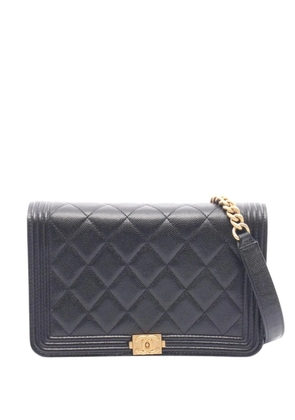 CHANEL Pre-Owned 2021-2026 Quilted Caviar Boy Wallet on Chain crossbody bag - Black