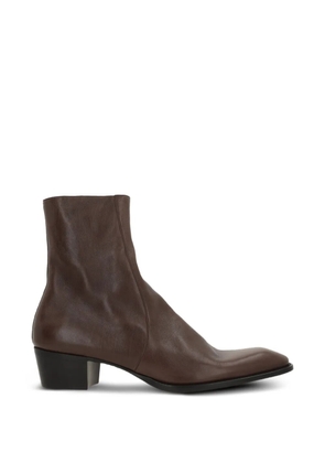 Saint Laurent zip leather boots - Brown