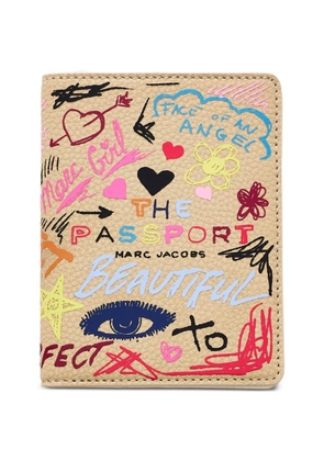 Marc Jacobs Scribble leather passport case - Neutrals