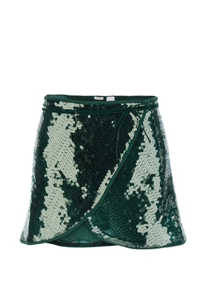 Oséree sequin-embellishment tie-detail mini skirt - Green