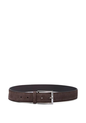 Canali rectangular-buckle suede belt - Brown