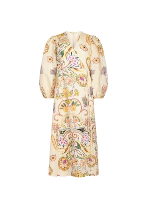 Marie Oliver Everette puff-sleeve floral dress - Neutrals