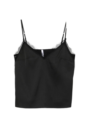 IMPERIAL lace-trim V-neck top - Black