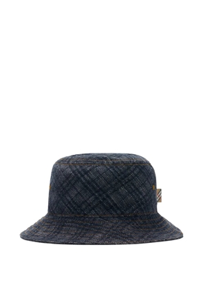 Burberry checked denim bucket hat - Blue