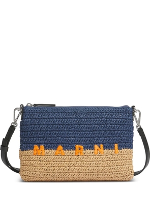 Marni woven lettering messenger bag - Blue
