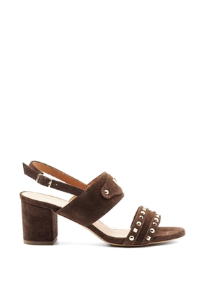 Via Roma 15 studded suede sandals - Brown