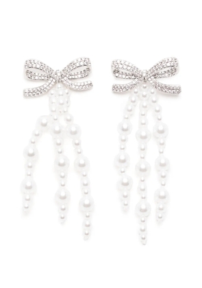 Self-Portrait bow-embellishment earrings - Silver