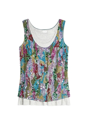 DRIES VAN NOTEN sequin-embellished top - Grey