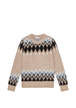 GANNI patterned-jacquard sweater - Neutrals