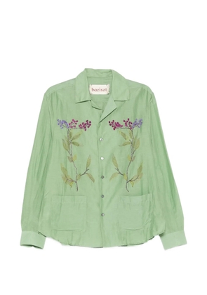 Baziszt flower-embroidered shirt - Green